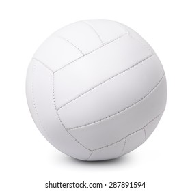 White Leather Volleyball Isolated On White