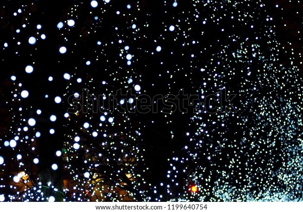 White Light Dots On Black Background Stock Photo (Edit Now) 1199640754