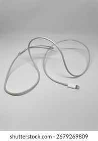 White Lightning Charging Cable White Background