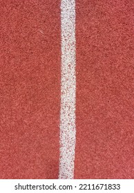 White Line On Surface Running Track Synthetic Rubber Backhround