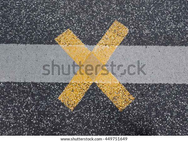 White Line Yellow X Cross Sign Stock Image Download Now