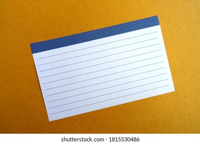 White Lined Index Card On Yellow Background                         