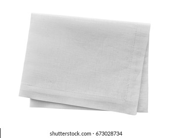 White Linen Napkin Isolated On White Background