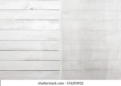 White Linen Tablecloth On A White Background Table