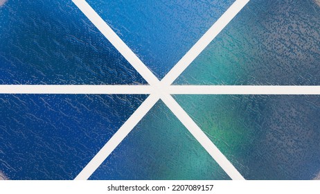 White Linework On A Blue Basketball Playground