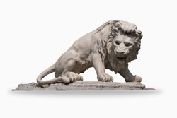 White Lion Statue Isolated On White Background