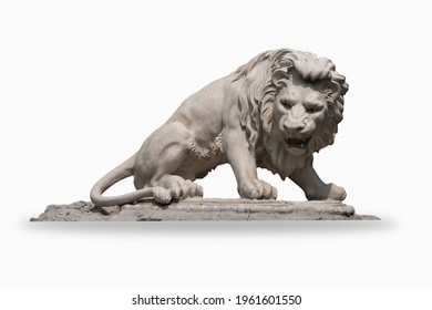 White Lion Statue Isolated On White Background