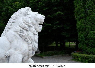 White Lion Statue In The Park