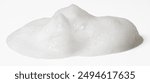 white liquid foam from soap or shampoo isolated with clipping path on background. set of detergent  shower gel bubble, white foam bubbles.