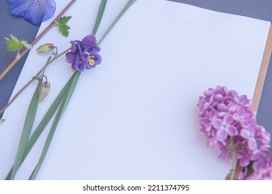 White List Mockup With Assorted Violet Flowers