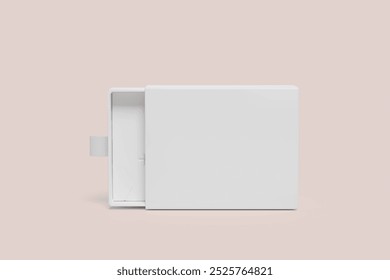 white little cardboard sliding box  in grey background