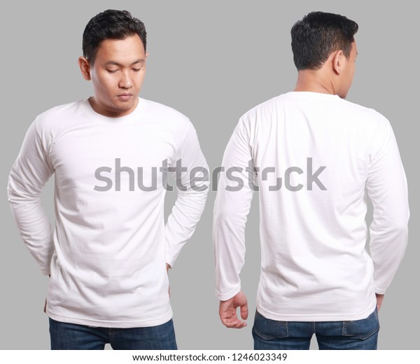 mens plain white long sleeve t shirt