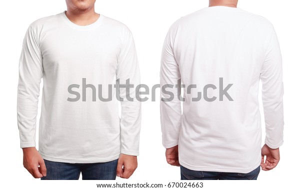 White Long Sleeved Tshirt Mock Front Stock Photo (Edit Now) 670024663