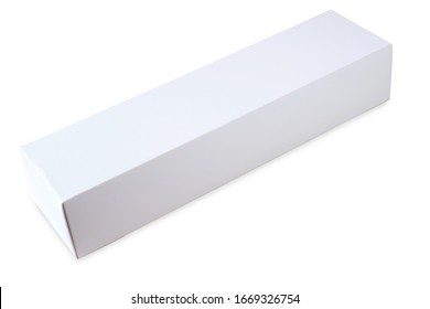 White Long Wide Rectangle Blank Box Isolated On White Background.