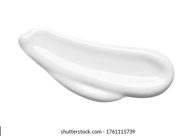 White Lotion Swatch Isolated On White. Cosmetic Liquid Cream Texture. Skin Care Product Macro.