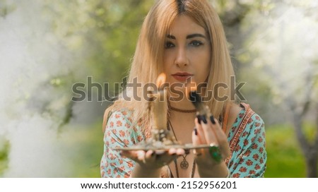 White magic, casting and cleansing aura with a power of nature from negative energy, love spell, old European magic for a love, fate, luck
