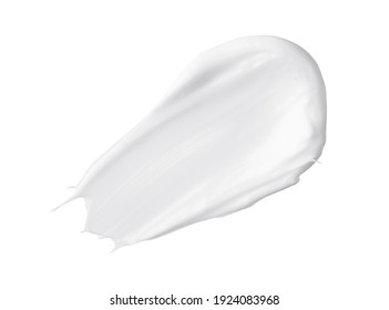 White makeup cream sweeps on white background. bb, cc cream texture