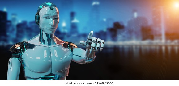 White Male Cyborg Pointing His Finger Stock Photo 1126970144 | Shutterstock