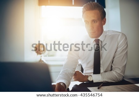 Image, Stock Photo Backlit portrait of a young man in front of a beach dune