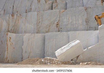 White Marble Blocks In A Carrara Quarry, Stone Industry