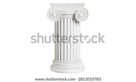 White marble ionic column with fluted shaft and decorative scroll capital