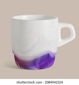 White Marble Mug Handmade Experimental Art With Design Space