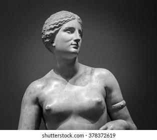 White Marble Statue Of Young Woman