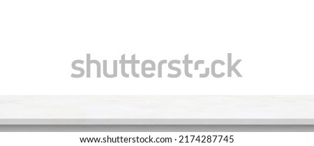 white marble stone table top isolated on white background for product display