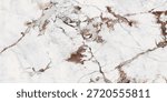 White marble texture with dramatic rusty brown and copper veins. High resolution polished stone slab for ceramic tile design and luxury interiors