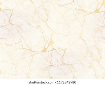 White marble or travertine with golden veins. Irregular destroyed surface. Attractive background for wedding and luxury projects. Seamless texture. 