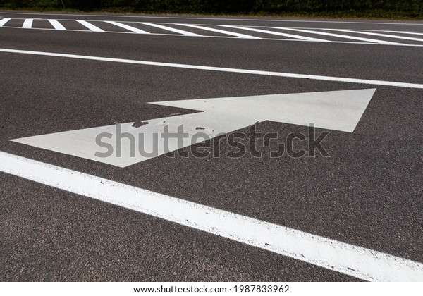 white markings on the\
road to ensure the safety and regulation of the movement of cars,\
part of a complex system of traffic regulation that ensures safety\
on the road