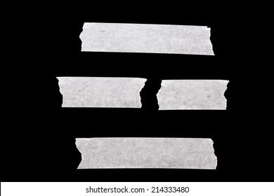 White Masking Tape Isolated On Black Background.