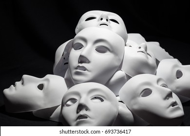 White Masks On Black Background Stock Photo 701659804 | Shutterstock