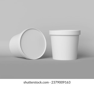 White matte Ice Cream cup mockup in white background