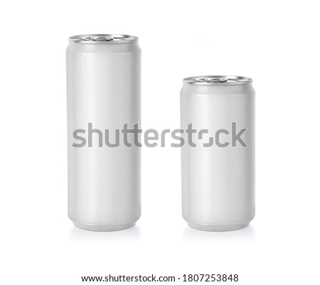 White Metal Aluminum Beverage Drink Can 500ml,350 ml. Mockup Template Ready For Your Design. Isolated On White Background. 