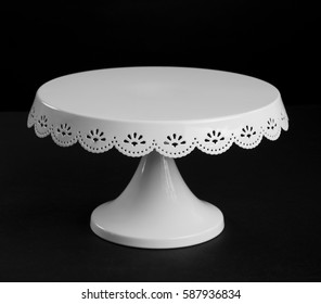 White Metal Cake Stand On Black Background