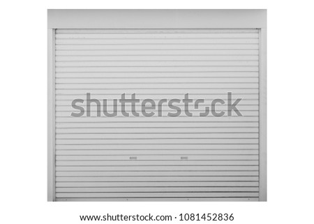 white metal door shutter door isolated on white background