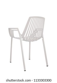 White Metal Outdoor Chair On White Background