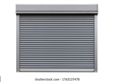 White Metal Roller Door Shutter Isolated On White Background