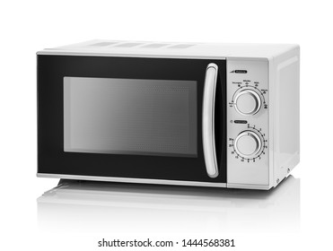 White microwave oven on a white background.