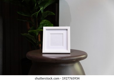 White Minimal Picture Frame, Portrait Frame, Photo Frame, Mockup Frame On Bedside Table