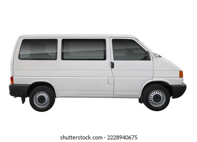 white minivan. side view. isolated on white background