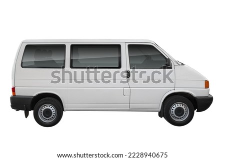 white minivan. side view. isolated on white background