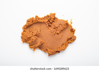 White Miso Paste Heap On A White Background, Top View