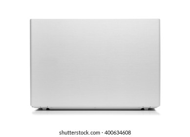 White Modern Laptop Isolated On White Background. Back View.