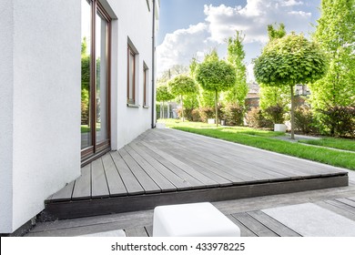 White Modern Villa With Patio And Garden