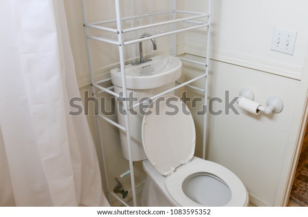 White Modern Water Saving Toilet Sink Stock Photo Edit Now