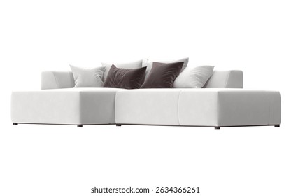 white modular sectional sofa angled view isolated
