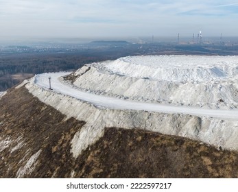 White Mountain Made Of Gypsum. Waste From Chemical Production Of A Fertilizer Plant