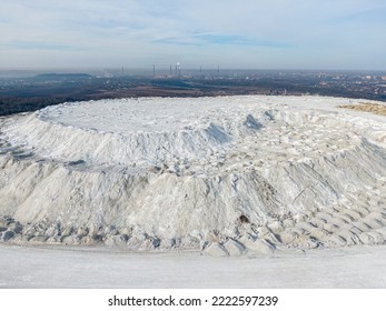 White Mountain Made Of Gypsum. Waste From Chemical Production Of A Fertilizer Plant